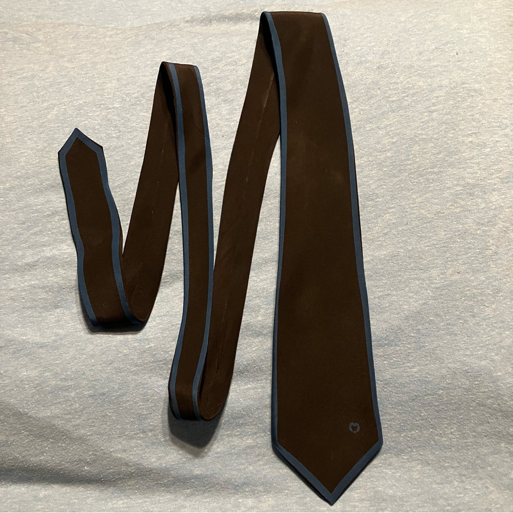 Mila Schön Italian Silk Tie Vintage Luxury Black w/ Navy Blue border